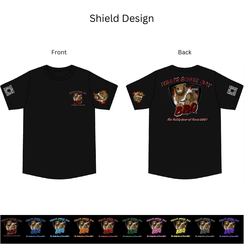 Teddy's Smoke Box BBQ Shield T-Shirts